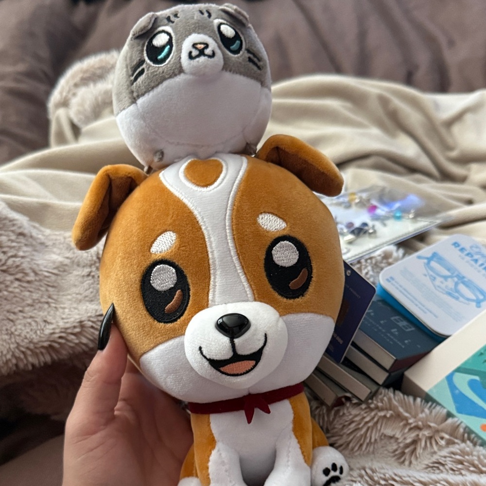 Adorable Brown and White Dog Plush Toy